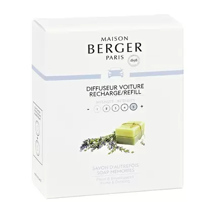 Autoparfum navulling - Lampe Berger -  2 stuks Savon d'Autrefois