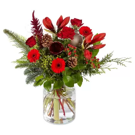Boeket warm rood kerst medium