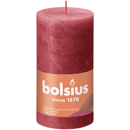 Bolsius Stompkaars rustiek 13x6,8cm Delicate red