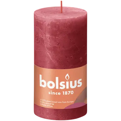 Bolsius Stompkaars rustiek 13x6,8cm Delicate red