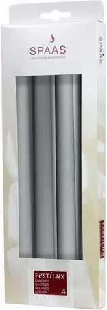 Kaars festilux d2.3h25cm zilver 4st