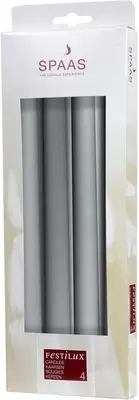 Kaars festilux d2.3h25cm zilver 4st