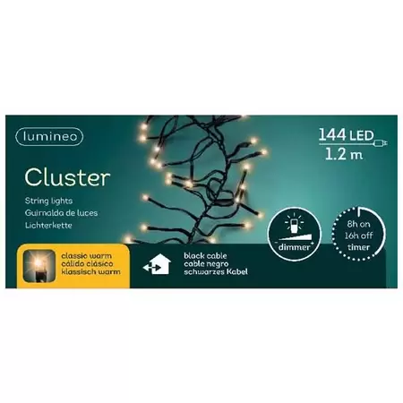 LED clusterverlichting 144l klassiek warm - afbeelding 1