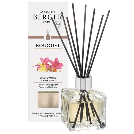 Parfumverspreider met sticks - Lampe Berger - Cube 125ml Soleil d'Ambre - afbeelding 1