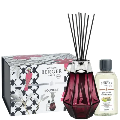 Parfumverspreider met sticks - Lampe Berger - Cube 200ml Prisme Grenat / Terre Sauvage - afbeelding 3