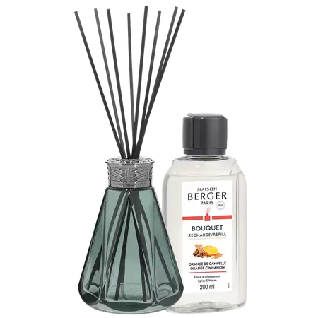 Parfumverspreider met sticks - Lampe Berger - Pyramid Vert / Orange de Cannelle - 200ml - afbeelding 1