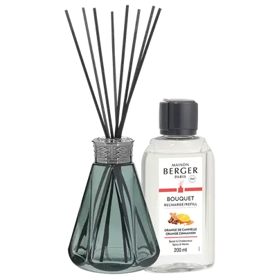 Parfumverspreider met sticks - Lampe Berger - Pyramid Vert / Orange de Cannelle - 200ml - afbeelding 1