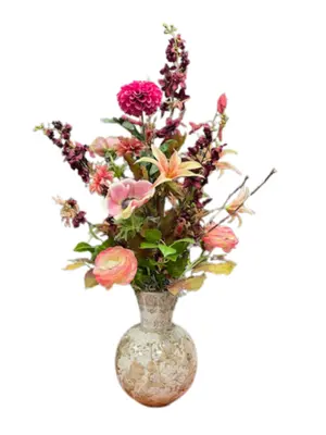 Zijden bloemen Annemoon incl. vaas H90cm