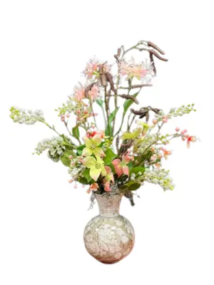 Zijden bloemen Clematis incl. vaas H60cm