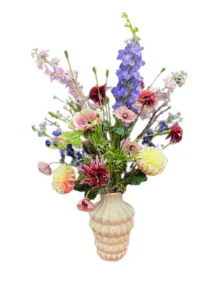 Zijden bloemen Delphinium incl. vaas H80cm