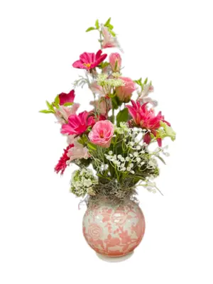 Zijden bloemen Dille incl. vaas H60cm