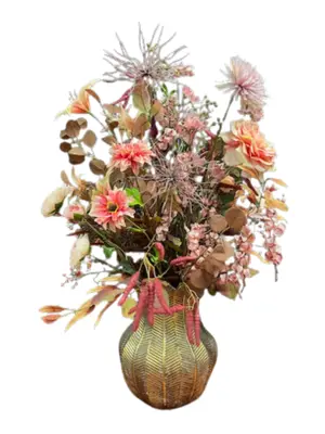 Zijden bloemen Golden Touch incl. vaas H90cm