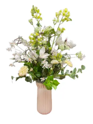 Zijden bloemen White Sparkle incl. vaas H90cm